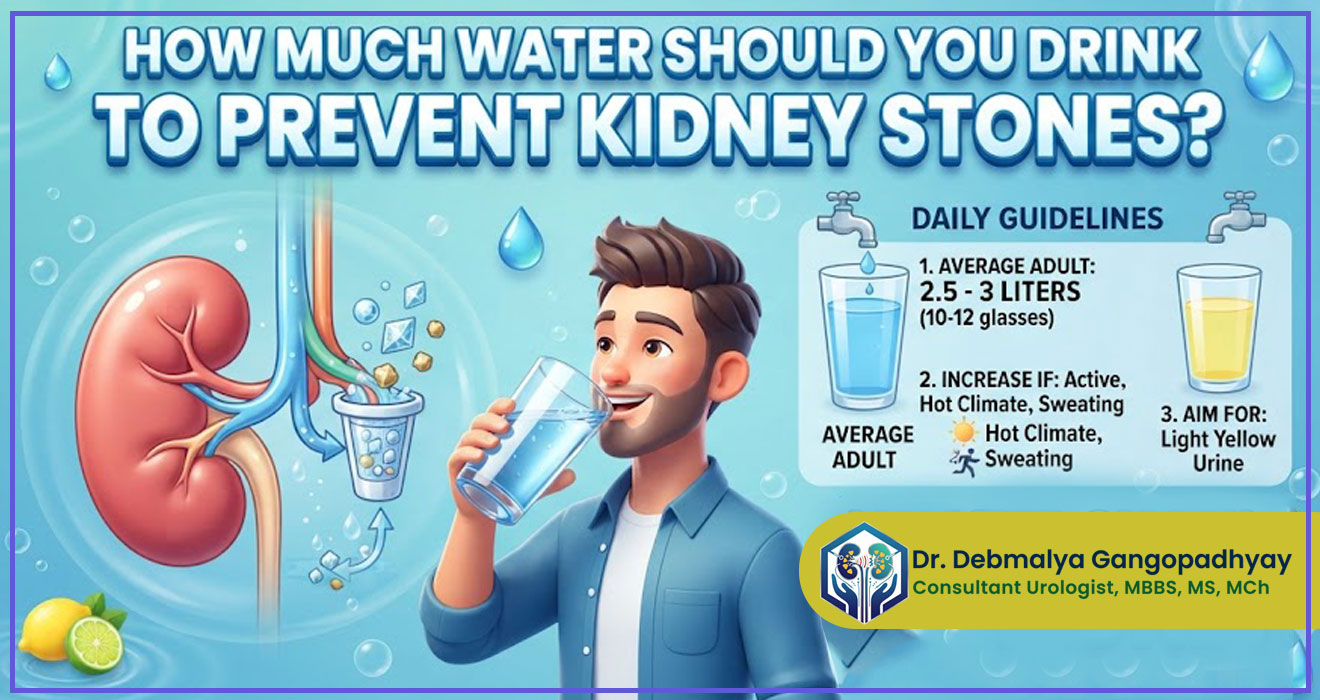 An ultimate guide on 'How Much Water Should You Drink to Prevent Kidney Stones?' – from the desk of Dr. Debmalya Gangopadhyay, Senior Consultant Urologist, Apollo Multispeciality Hospitals, Kolkata, India